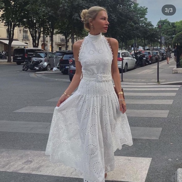 Zara openwork embroidery dress bloggers fav